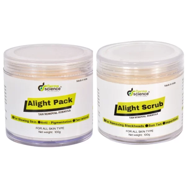 ALIGHT PACK & SCRUB Combo | Tan Removal Formula | For Blackheads Treatment, Brightening and Glowing Skin